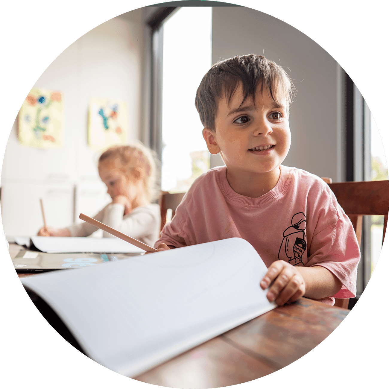 Kindergarten child preparing for school through play-based learning