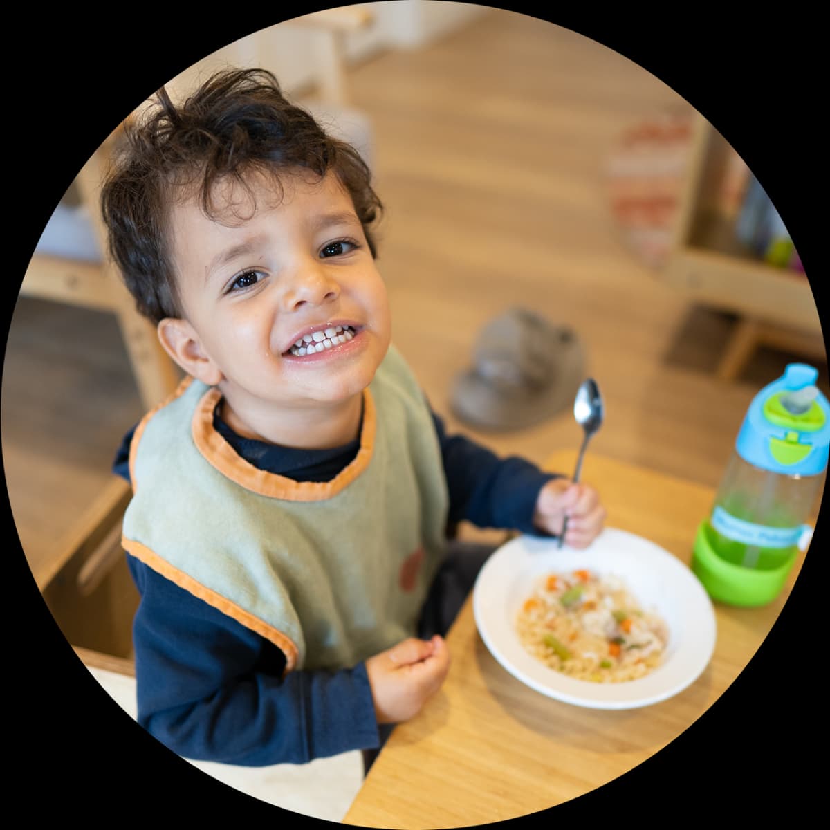 Toddler enjoying a nutritious lunch
