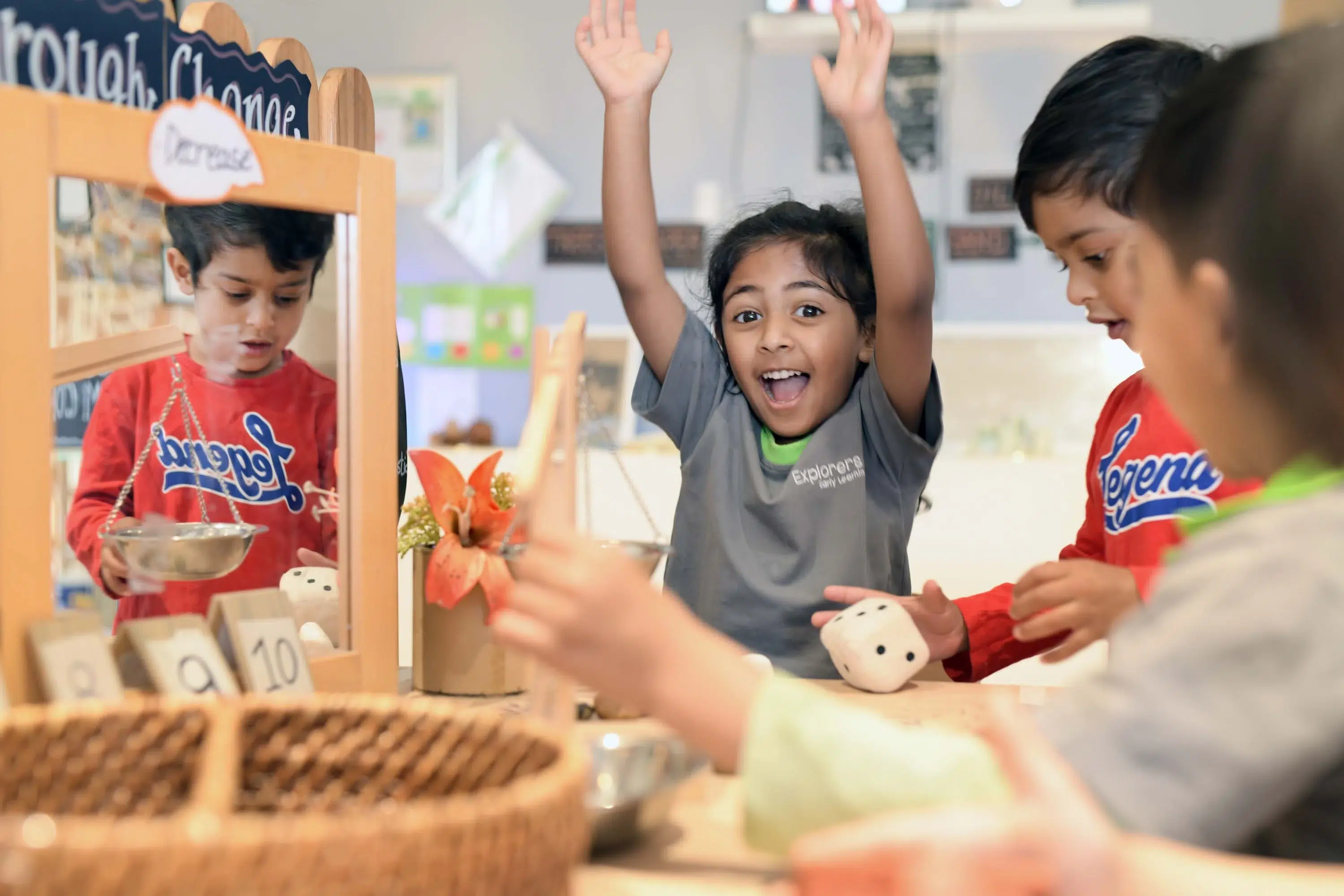 Children learning in the Explorers 3-year-old kindergarten program