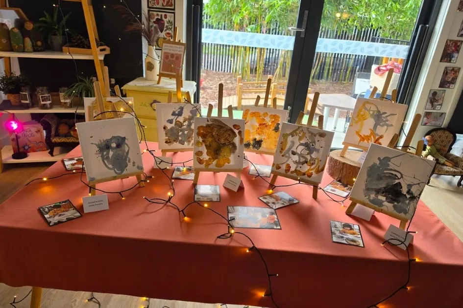 Children’s artwork displayed as an exhibition