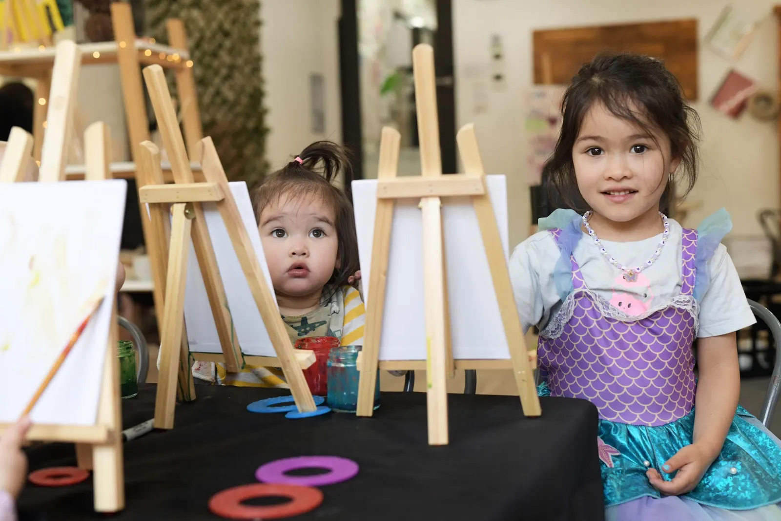 Children painting together