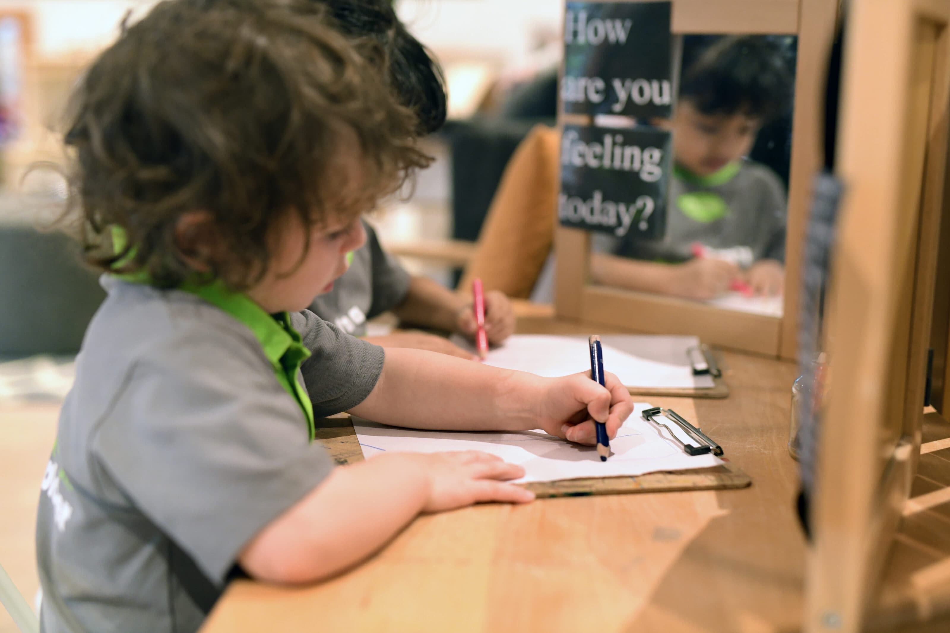 Child learning and writing