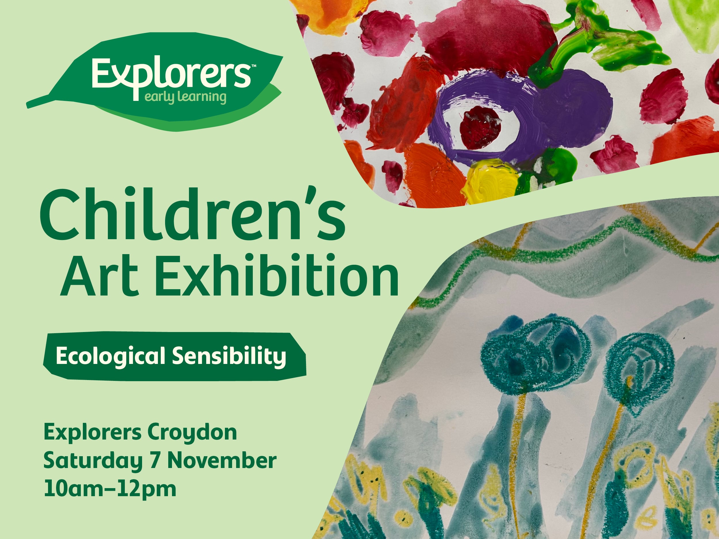 invitation to explorers croydon childrens art exhibition.
