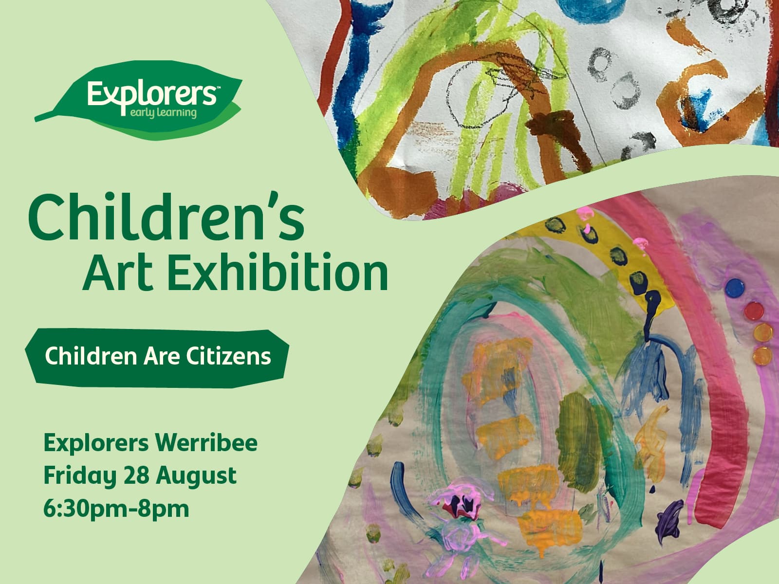 invitation to explorers werribee childrens art exhibition.