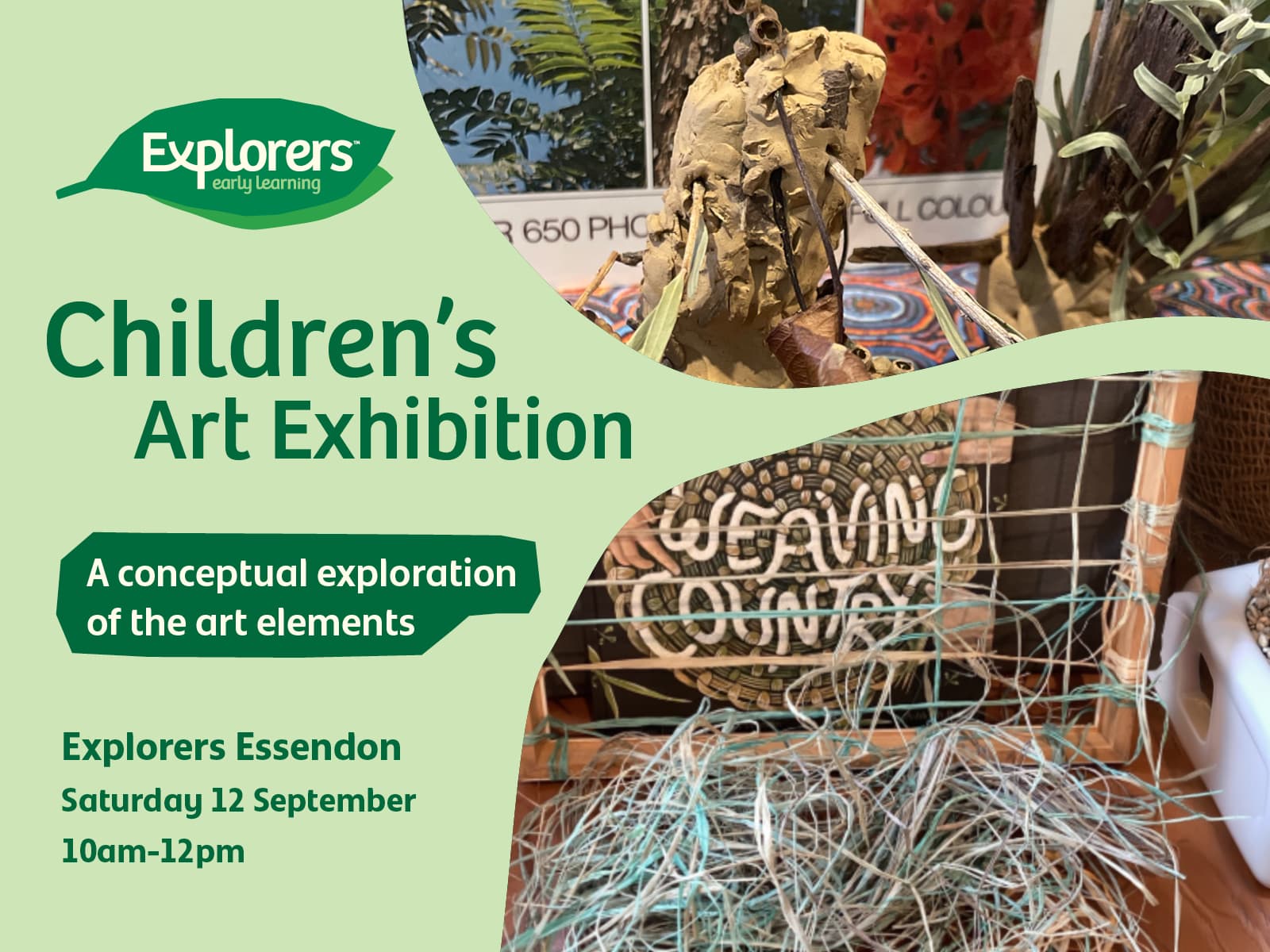 invitation to explorers essendon childrens art exhibition.