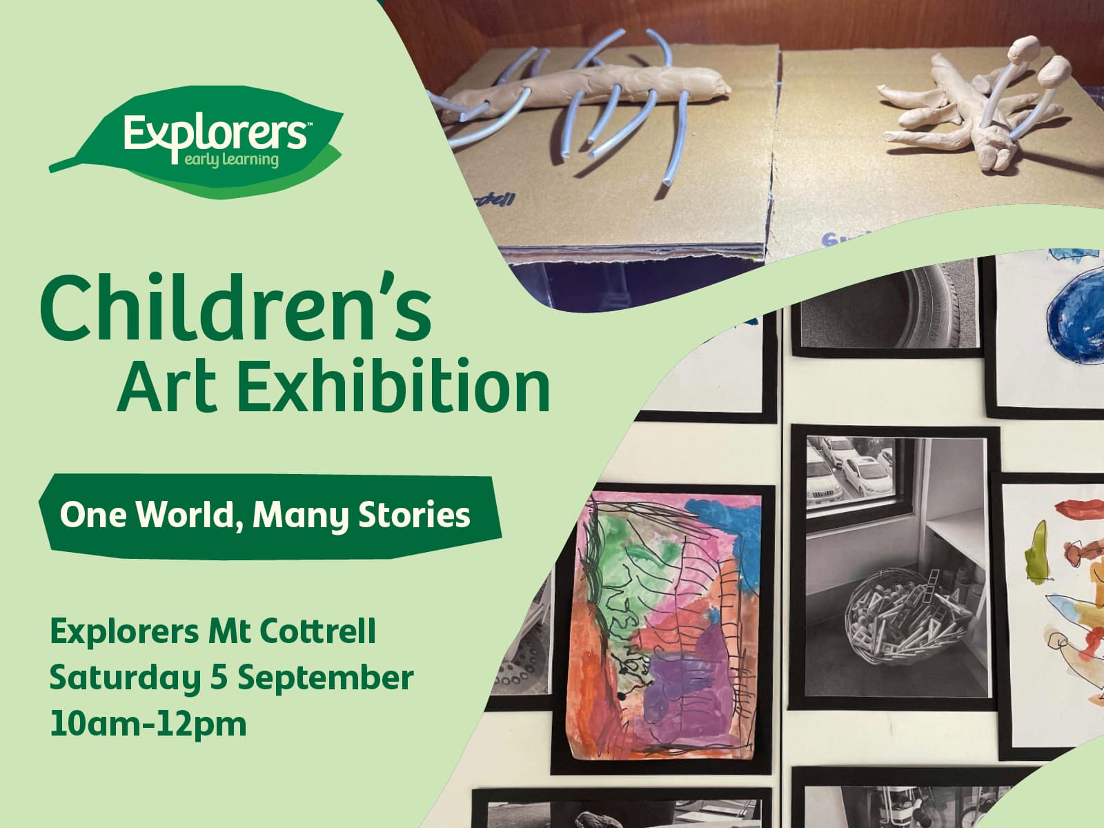 invitation to explorers mt cottrell children's art exhibition.