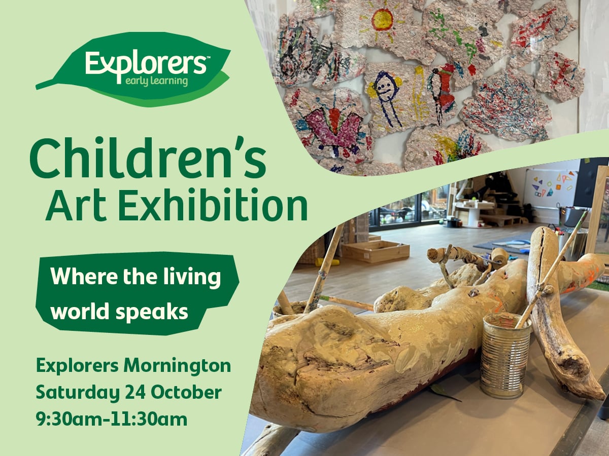 invitation to explorers mornington childrens art exhibition.