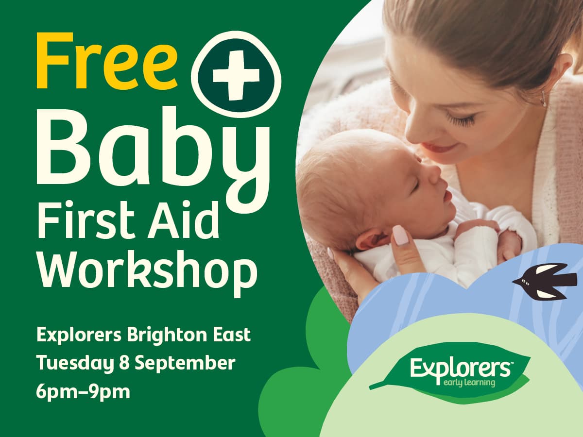 Baby First Aid Workshop at Explorers Brighton East (FREE Event) Tue, 8 Sep, 6pm - 9pm AEST