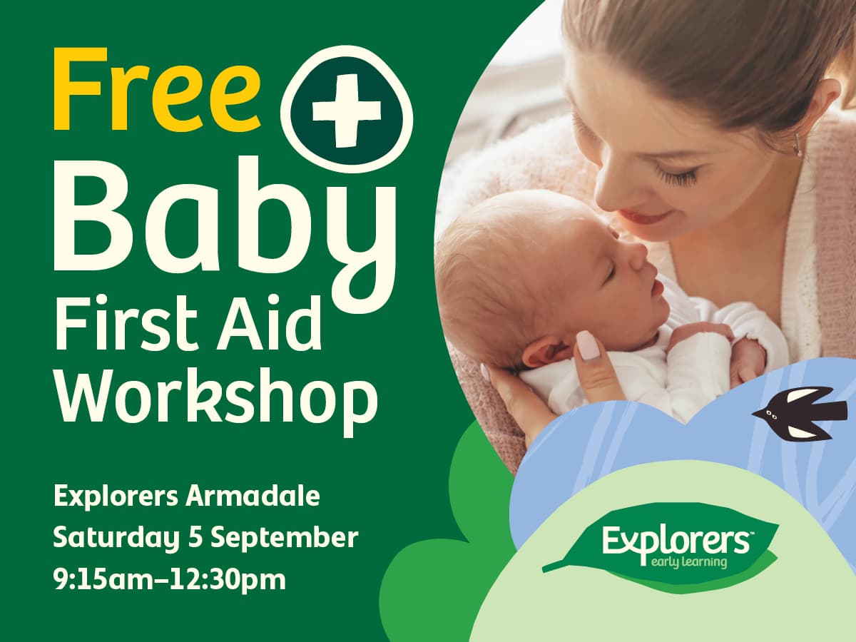 Baby First Aid Workshop at Explorers Armadale (FREE Event) Sat, 5 Sep, 9:15am - 12:30pm AEST