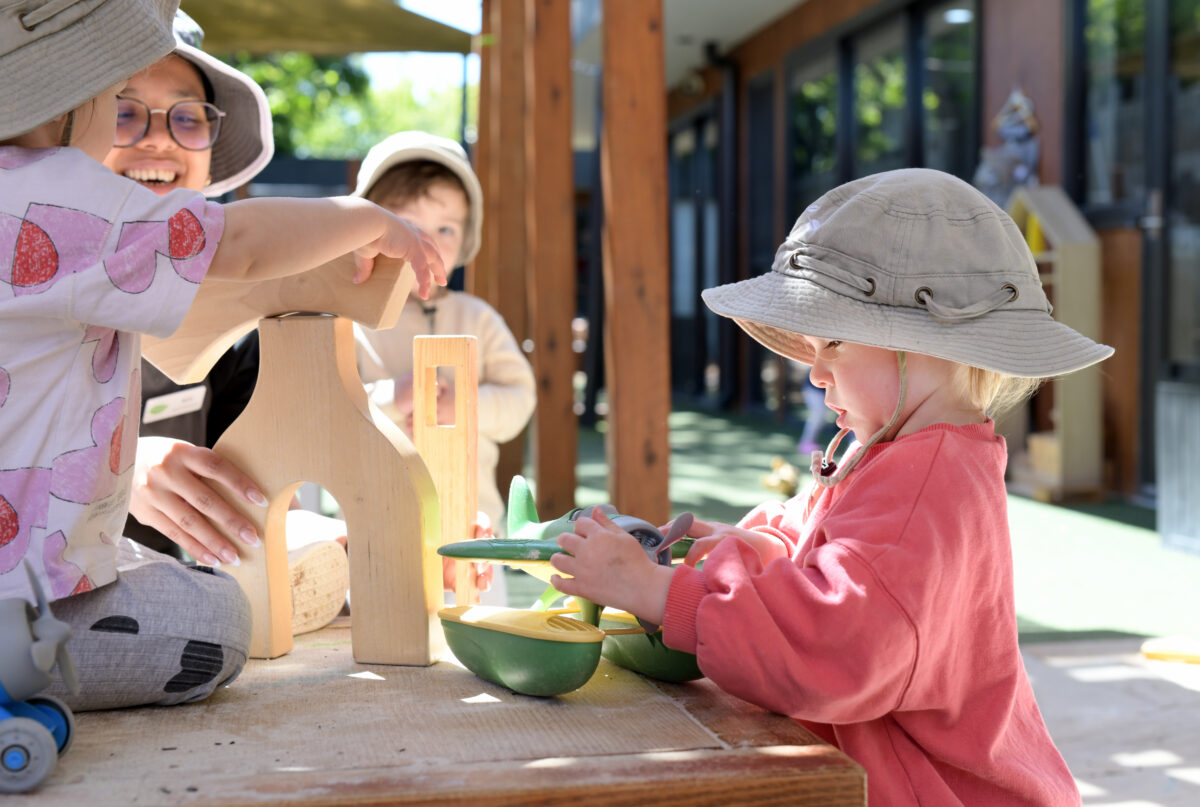 Children playing outside imagination play