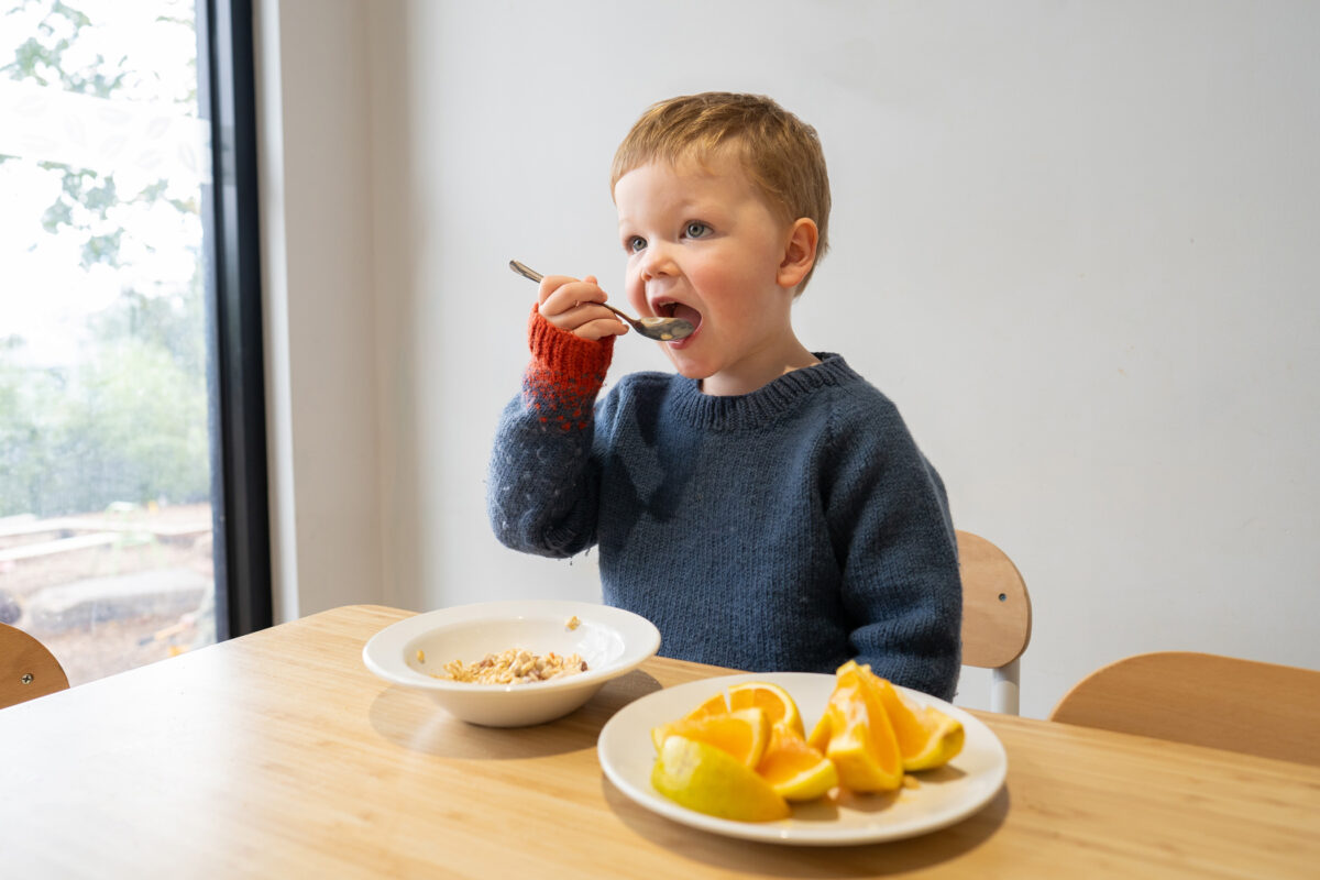 Child eating healthy food
